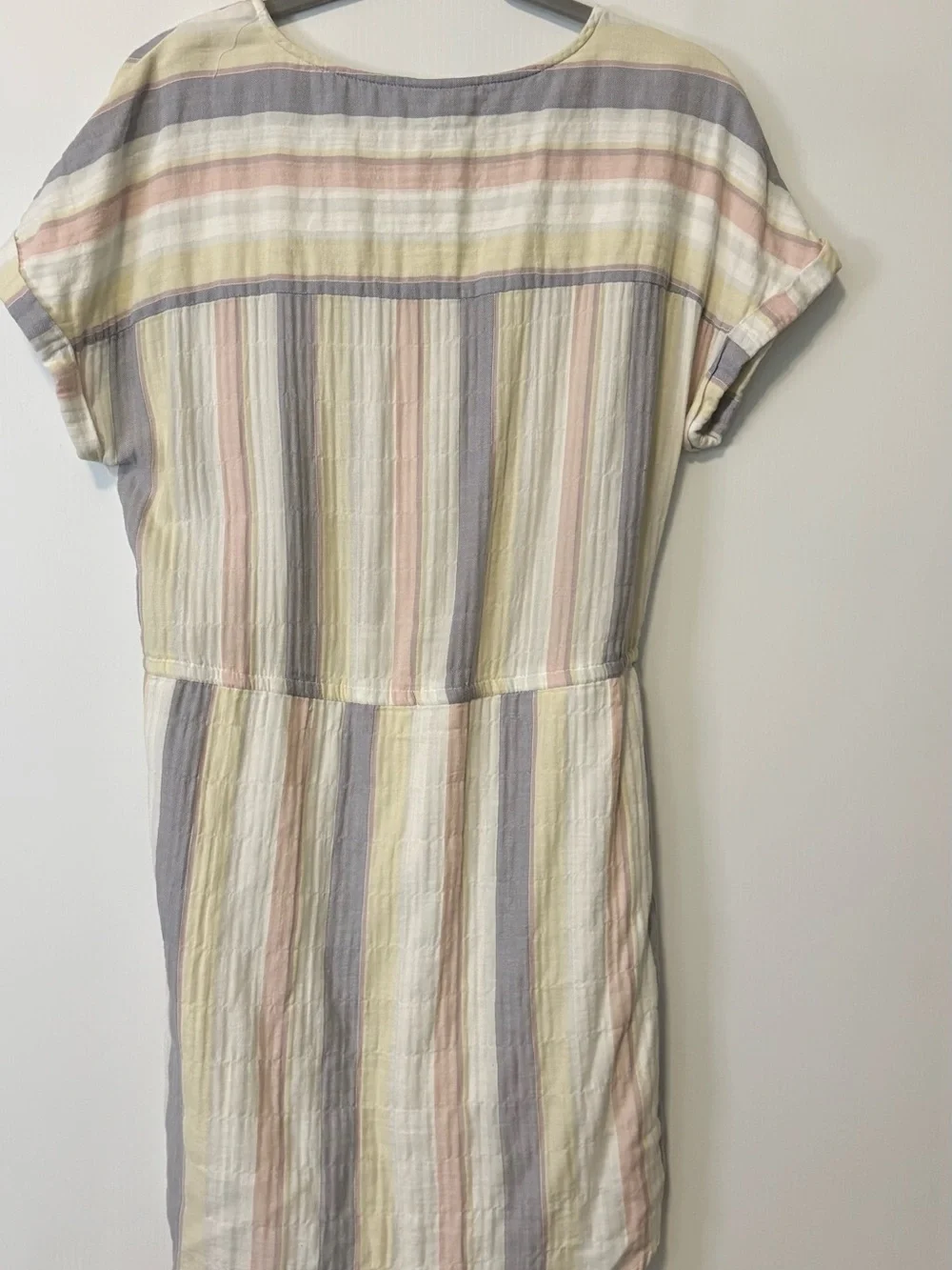 Women’s Pastel Multi-Stripe Drawstring Swim Cover-Up
